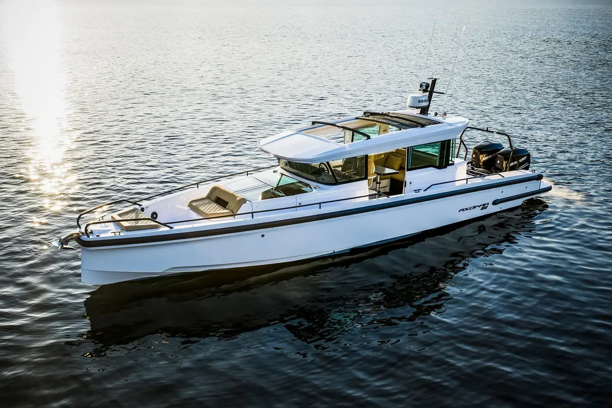 Axopar 37, master cabin — Priveo Yachts, Europe. Fast, open-deck days along the coast