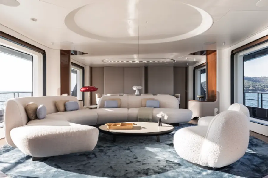 Azimut 116, main deck — Priveo Yachts, Europe. Five cabins, one coastline, room to spread out