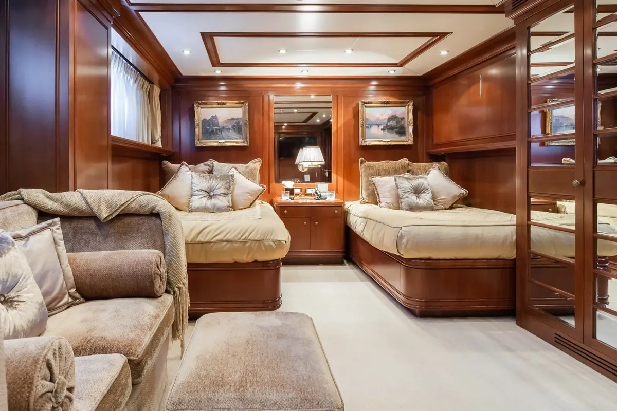Apogee, main deck — Priveo Yachts, Europe. Seven-cabin comfort at true superyacht scale