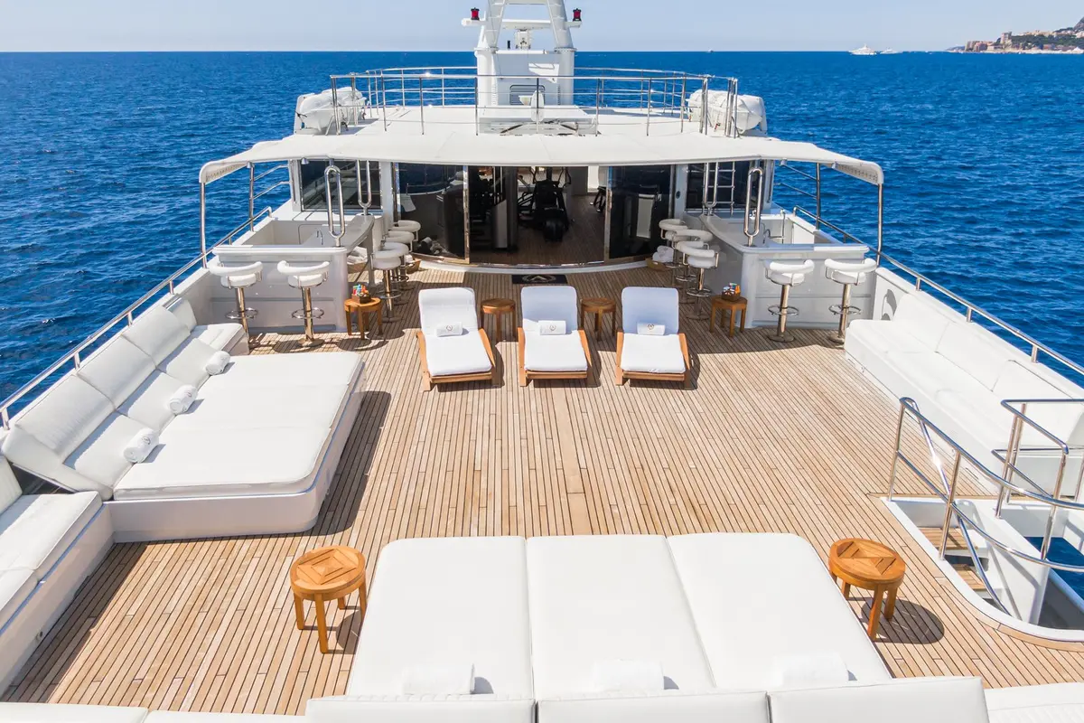 Apogee, master cabin — Priveo Yachts, Europe. Seven-cabin comfort at true superyacht scale
