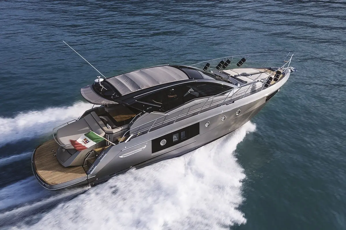 Cranchi M44 HT, master cabin — Priveo Yachts, Europe. A fast hard-top built for ten and a coastline