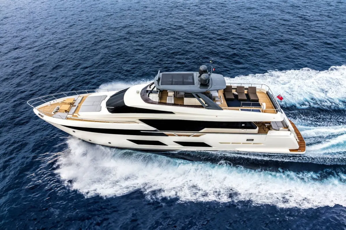 Ferretti 920, exterior — Priveo Yachts, Europe. A 28-Metre Hull Built For Quiet Coastal Bays