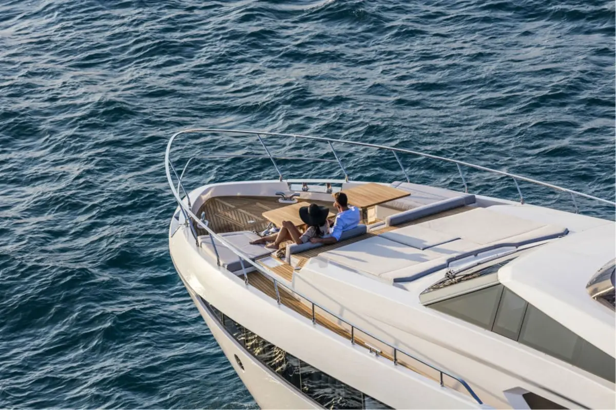 Ferretti 920, aft deck — Priveo Yachts, Europe. A 28-Metre Hull Built For Quiet Coastal Bays