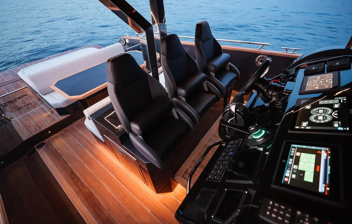 Forza 37, master cabin — Priveo Yachts, Europe. Fast coastal runs built for a compact group