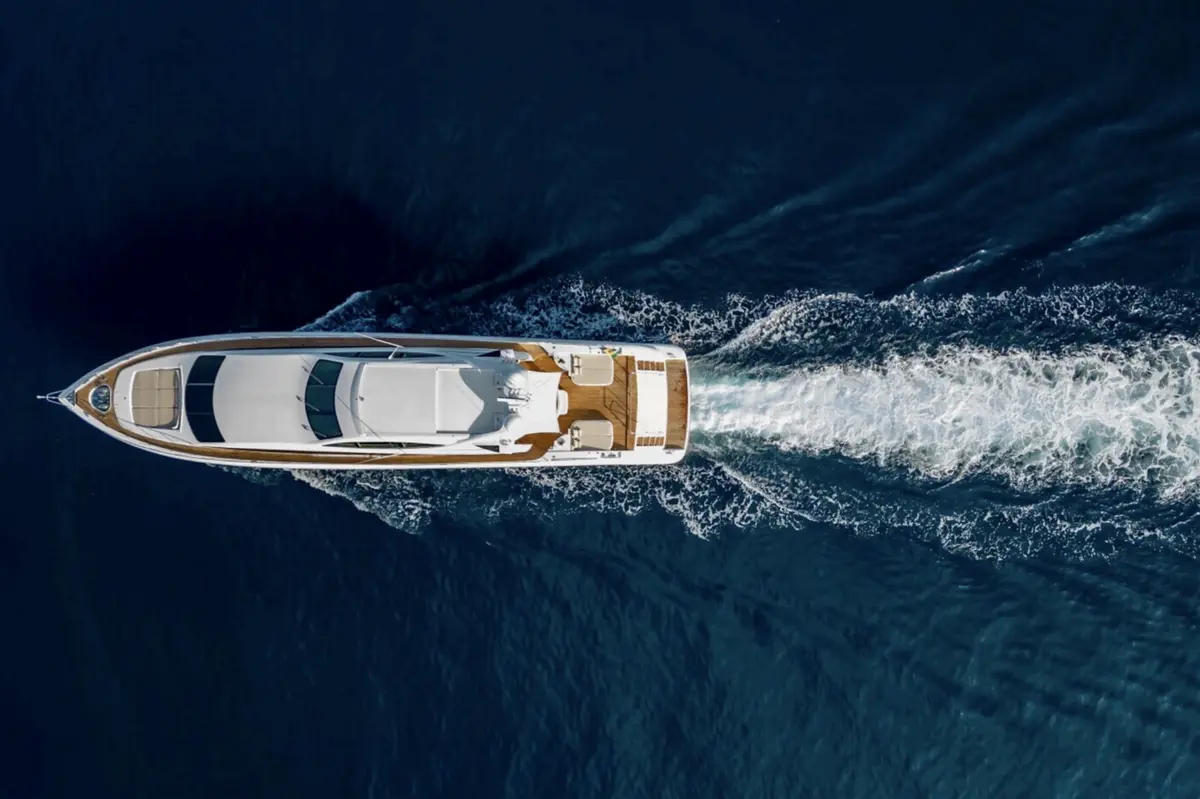 Mangusta 105, main deck — Priveo Yachts, Europe. Fast, low-slung lines built for coastal days