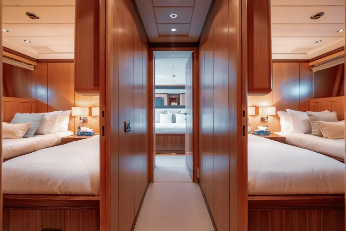Mangusta 105, salon — Priveo Yachts, Europe. Fast, low-slung lines built for coastal days