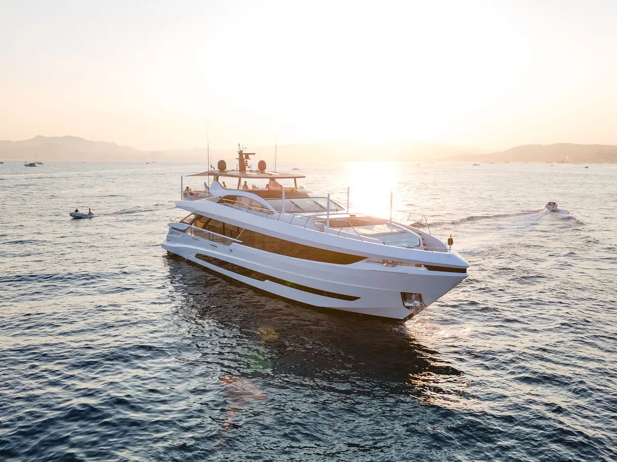 Mangusta 33, aft deck — Priveo Yachts, Europe. Five cabins, one fast hull, open coastline days
