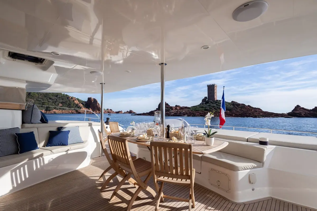 Moby-Dick, aft deck — Priveo Yachts, Europe. Wide Decks And Ten Cabins For Groups