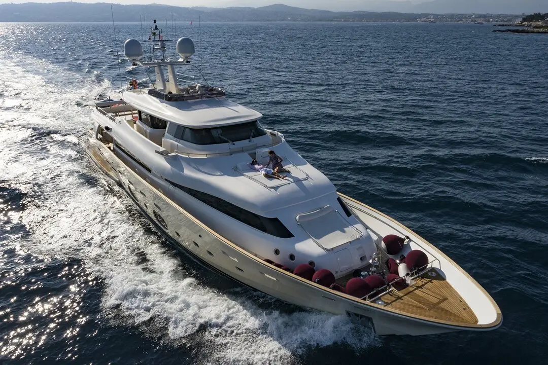 Navetta 33, aft deck — Priveo Yachts, Europe. A steady, full-beam base for slow coastal days