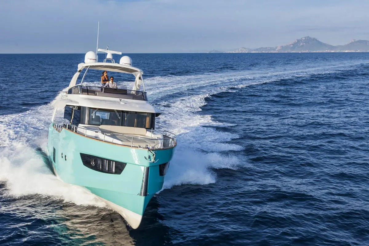 Navetta 58, aft deck — Priveo Yachts, Europe. A steady-hulled 17-metre built for calm coastal days