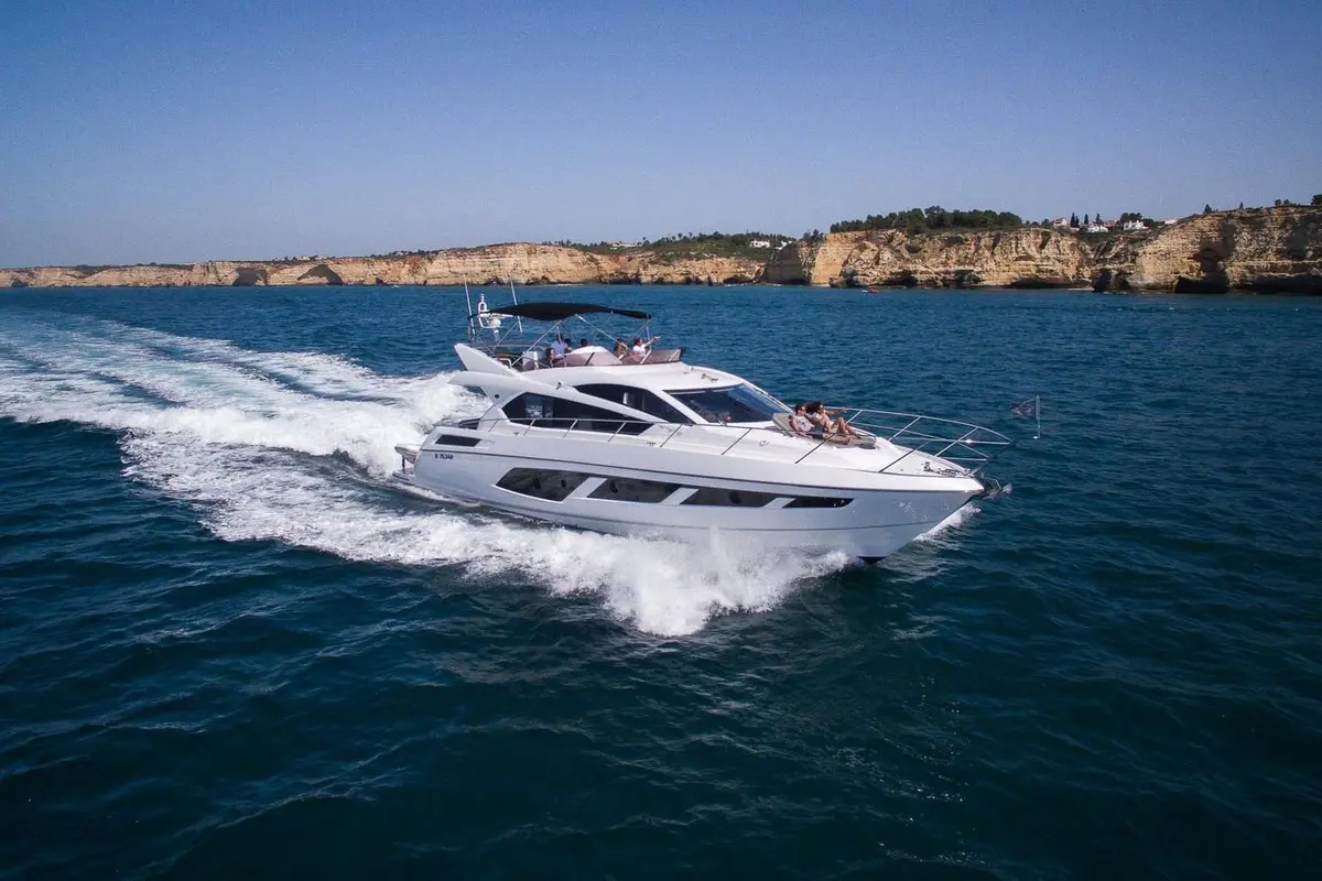 Pardo 38, master cabin — Priveo Yachts, Europe. Open-deck day trips along the coast for twelve