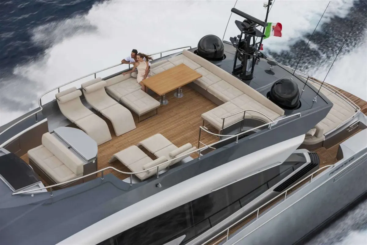 Pershing 108, salon — Priveo Yachts, Europe. Sleek Italian speed for open coastline days