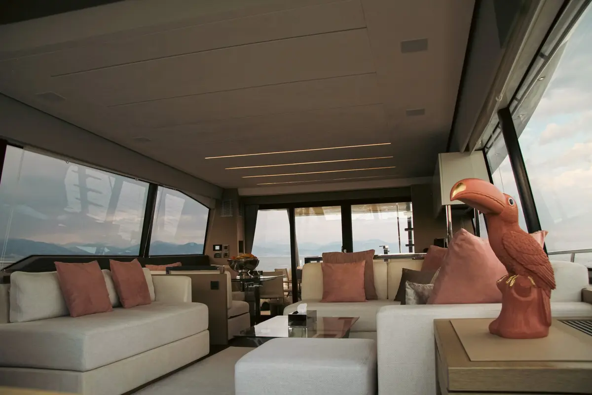 Prestige 680, master cabin — Priveo Yachts, Europe. Four cabins, one coastline, room to spread out