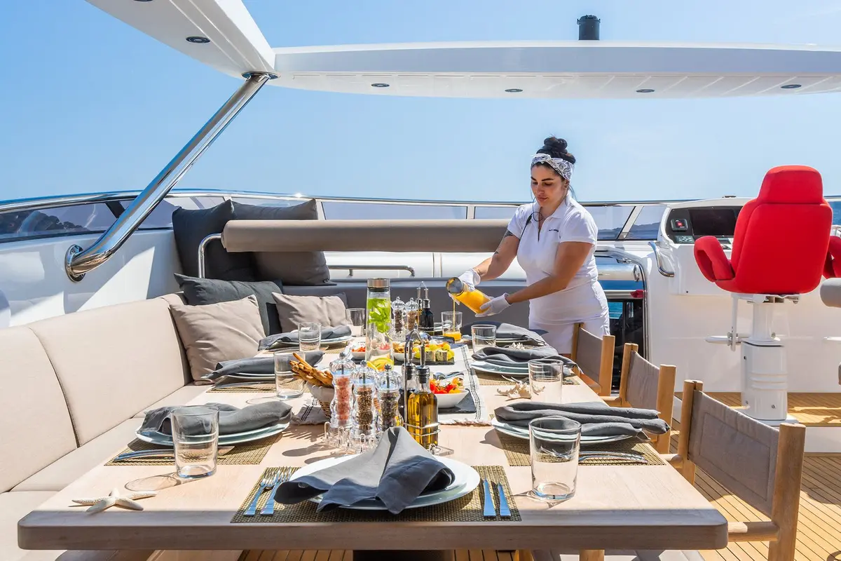 Princess 50, master cabin — Priveo Yachts, Europe. A sporty day yacht built for quick coastal runs