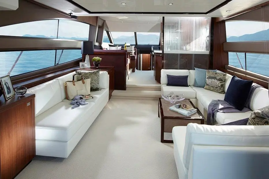 Princess 68 Fly, aft deck — Priveo Yachts, Europe. A flybridge built for long coastal afternoons