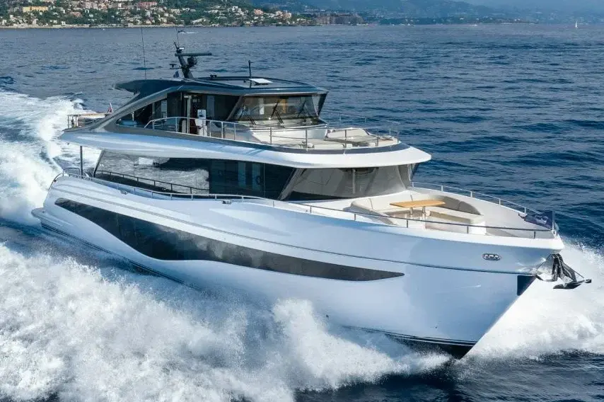Princess Y80, exterior — Priveo Yachts, Europe. Five cabins and open decks for coastal weeks
