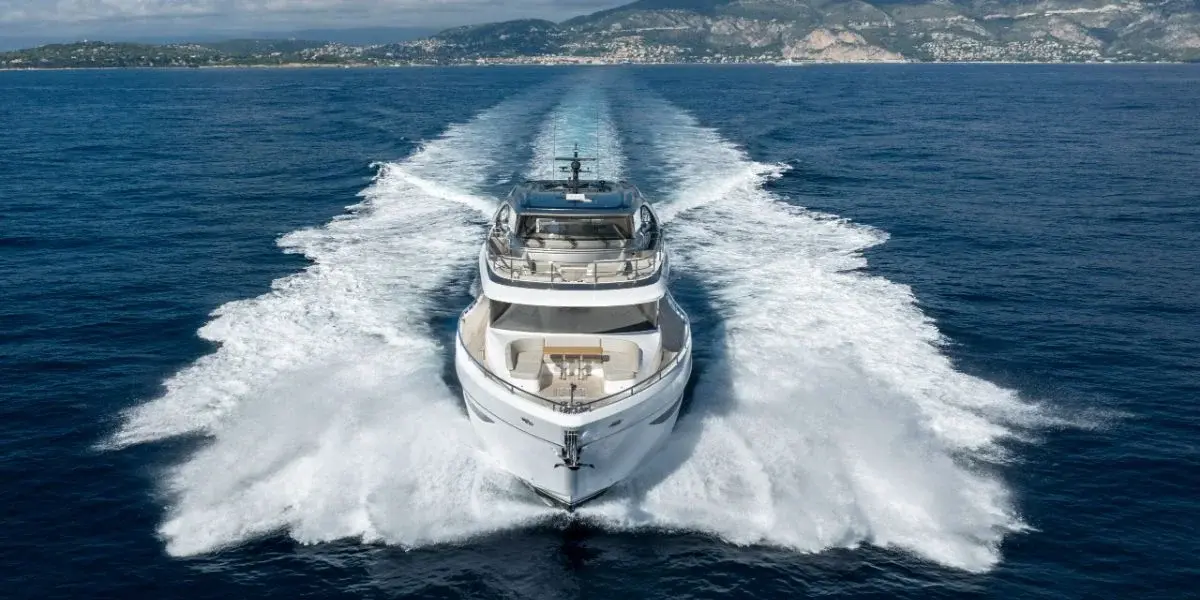Princess Y80, aft deck — Priveo Yachts, Europe. Five cabins and open decks for coastal weeks