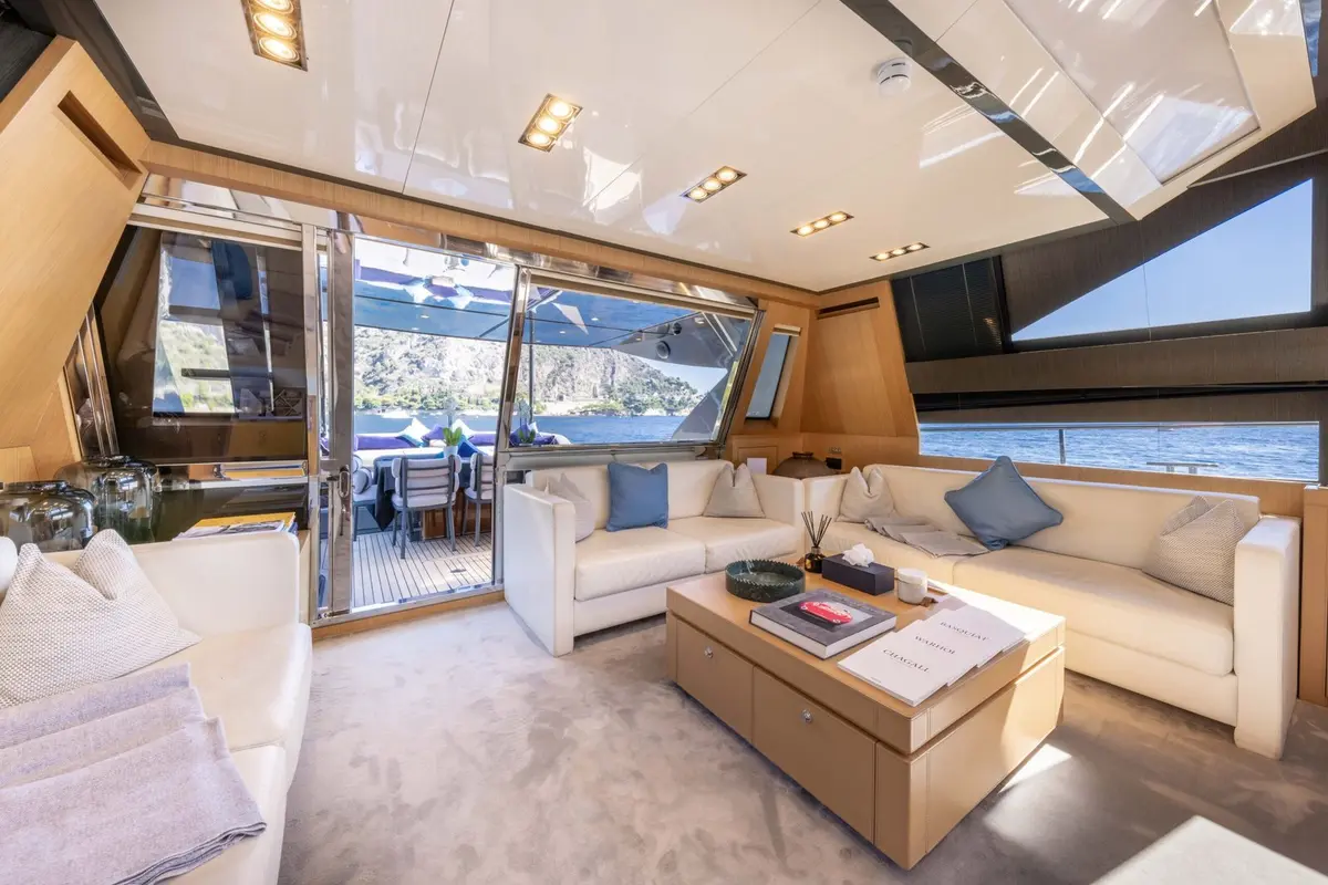 Riva 86 Domino, main deck — Priveo Yachts, Europe. A 26-metre Italian hull built for coastal days