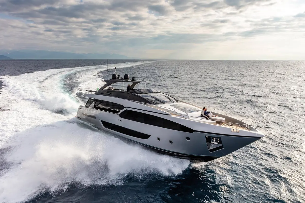 Riva 90, exterior — Priveo Yachts, Europe. A low, sculpted hull built for fast coastal days