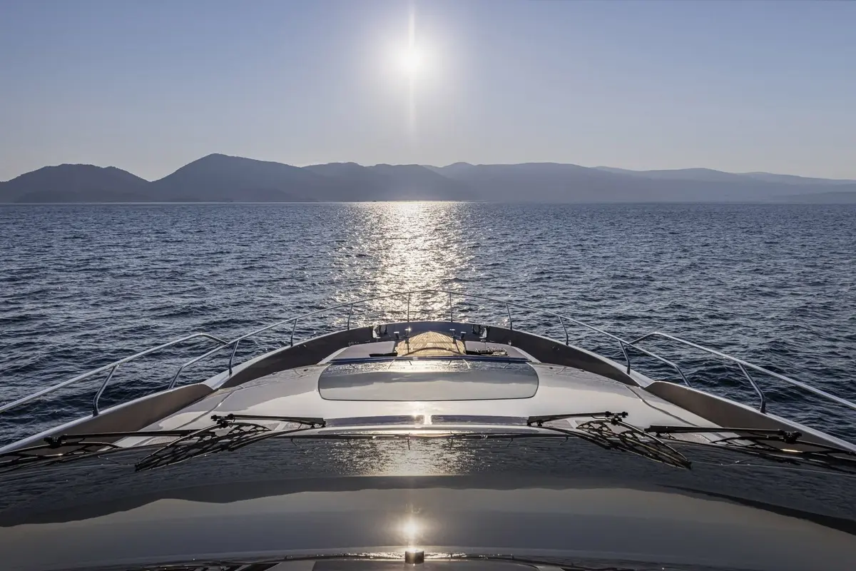 Riva 90, salon — Priveo Yachts, Europe. A low, sculpted hull built for fast coastal days