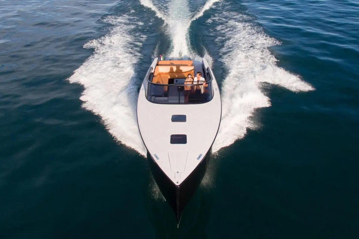 Vandutch 40, aft deck — Priveo Yachts, Europe. A sleek day boat built for coastal afternoons