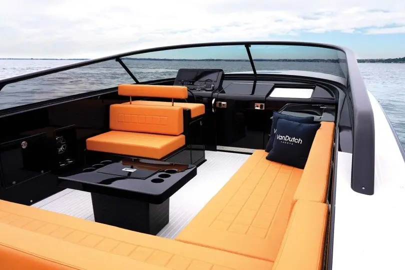 Vandutch 40, master cabin — Priveo Yachts, Europe. A sleek day boat built for coastal afternoons